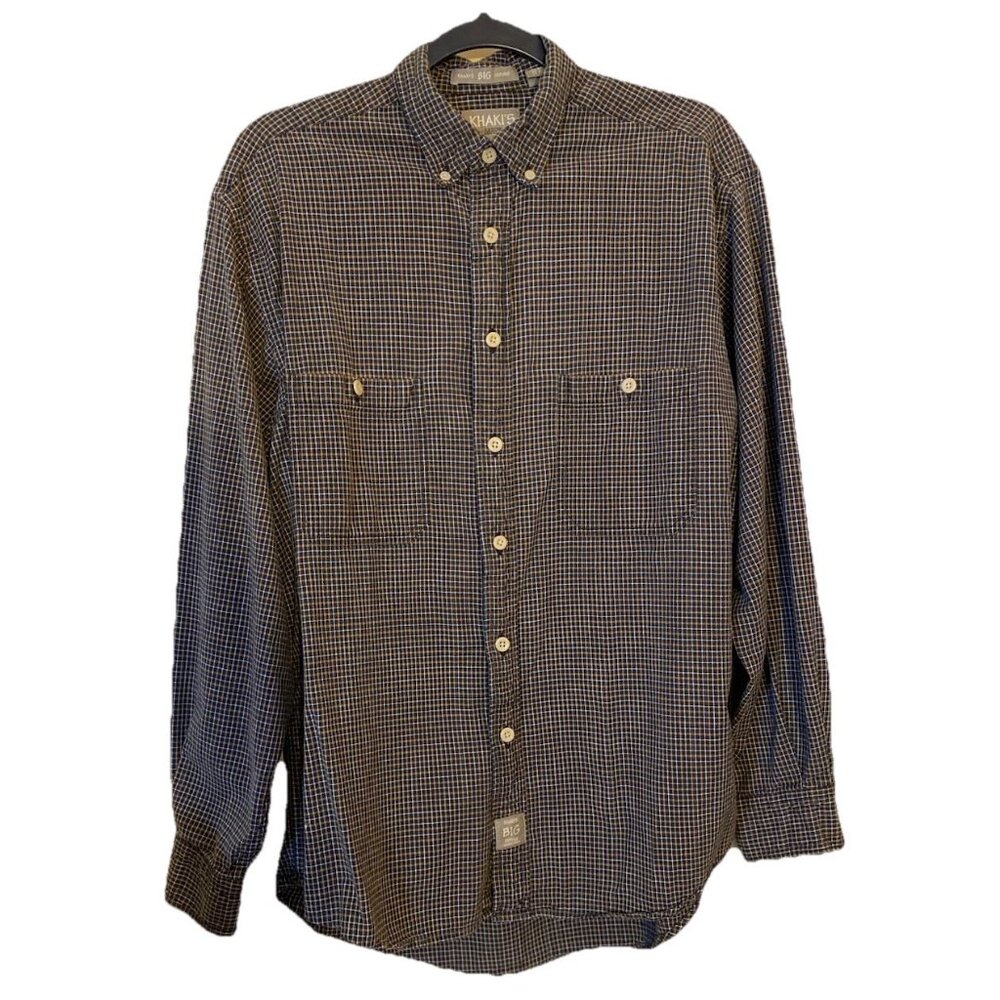 Khakis By Arrow Big Oxford Button Down Shirt Size Large Multi Color Green Plaid